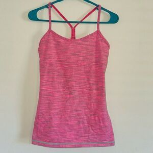 Lululemon Pink & Grey Zebra Striped Power Y Tank Top SIZE 8